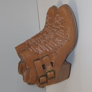 Caterpillar Leather Strappy Ankle Boots Size 8